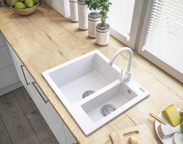 Graniteland Adda Graniittinen Valkoinen 1.5 Allas Päällekkäinen 600x495mm 1208971455 - Productafbeelding