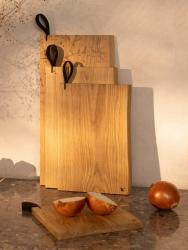 Woodsea Chop-Chop Oak S - Tammenpuinen leikkuulauta 25x24cm nahkaisella kahvalla 1208971539