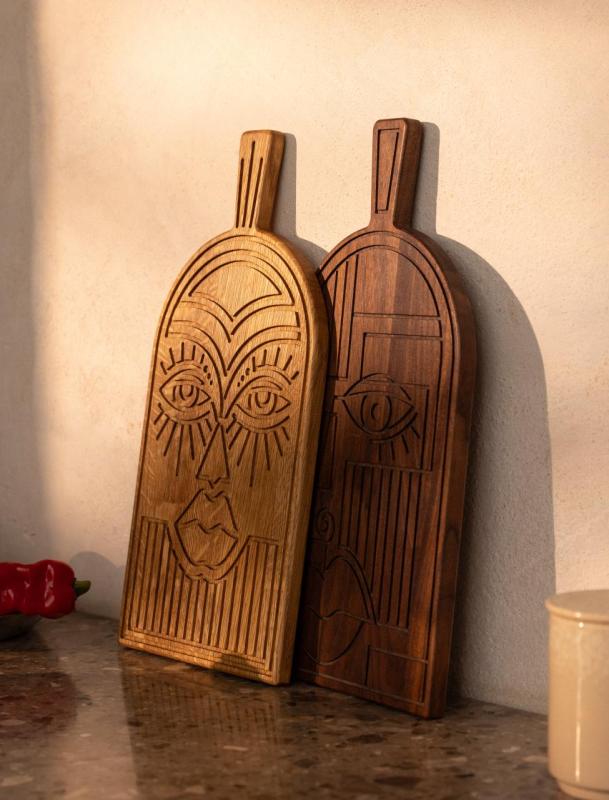 Woodsea Mask Walnut - Saksanpähkinäpuinen Mask leikkuu- ja tarjoilulauta 38x19 cm 1208971561