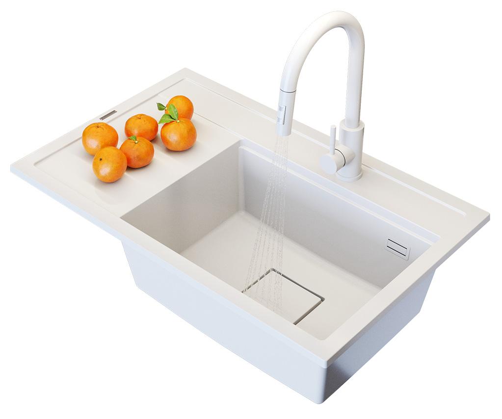Graniteland Seta Graniittinen Valkoinen Pesuallas päälle asennettava 80x50 cm 1208971618 - Productafbeelding 4