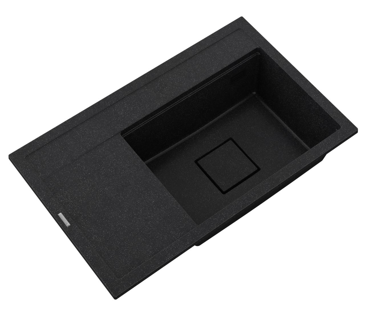 Graniteland Seta Graniitti musta arduin Kova kivi Päälle asennettava pesuallas 80x50 cm 1208971619 - Productafbeelding 3