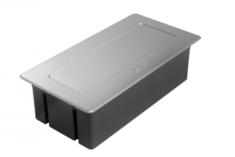 Huonekalupistorasia MULTISOFT, 2xSCHUKO, USB A+C, RJ45, kaapeli 1,5 m, alumiini