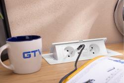 MULTISOFT Huonekalupistorasia 2x Maadoitettu Pistorasia, USB A+C, RJ45, Virtajohto Pistokkeella, Valkoinen