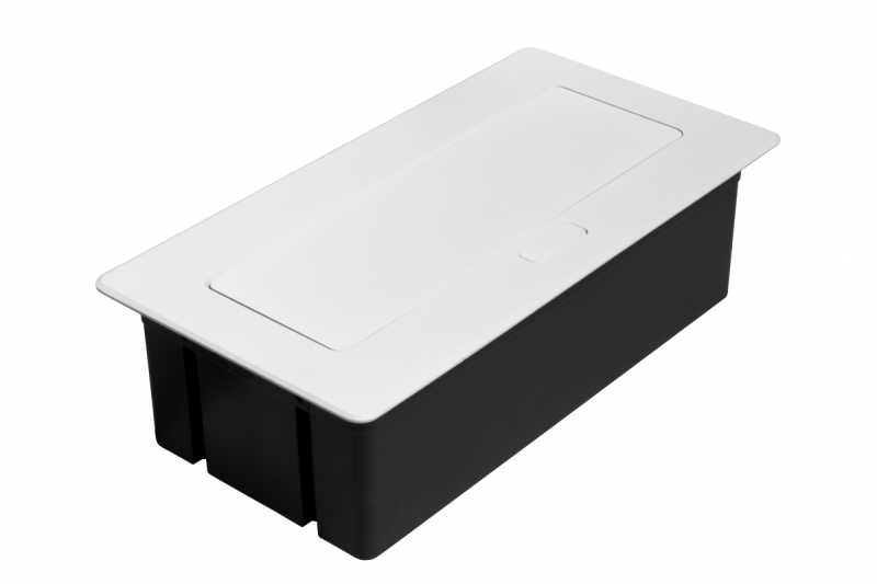 Huonekalupistorasia MULTISOFT, 2xSHUKO, USB A+C, RJ45, HDMI, kaapeli 1,5 m, valkoinen