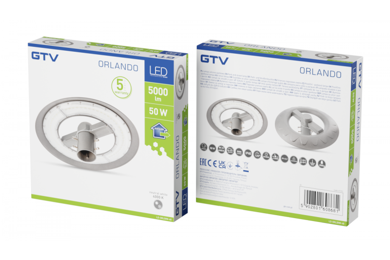 LED-puistovalaisin ORLANDO, 50 W, 5000 lm, 4000K, AC180-250V, IP65