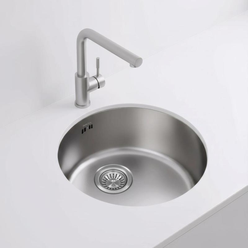 Pure.Sink Rondo RVS Pyöreä Allas tason alle asennus, alapuolinen asennus ja päälle asennus 38 cm PRN38-02