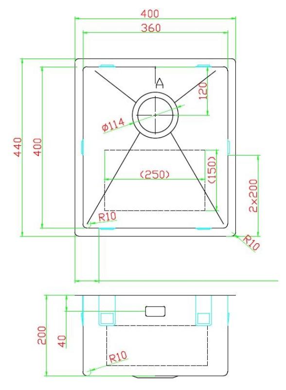 Pure.Sink Luxion Gold sink 36x40 cm undermount, flush mount, and top mount PLX3640-60