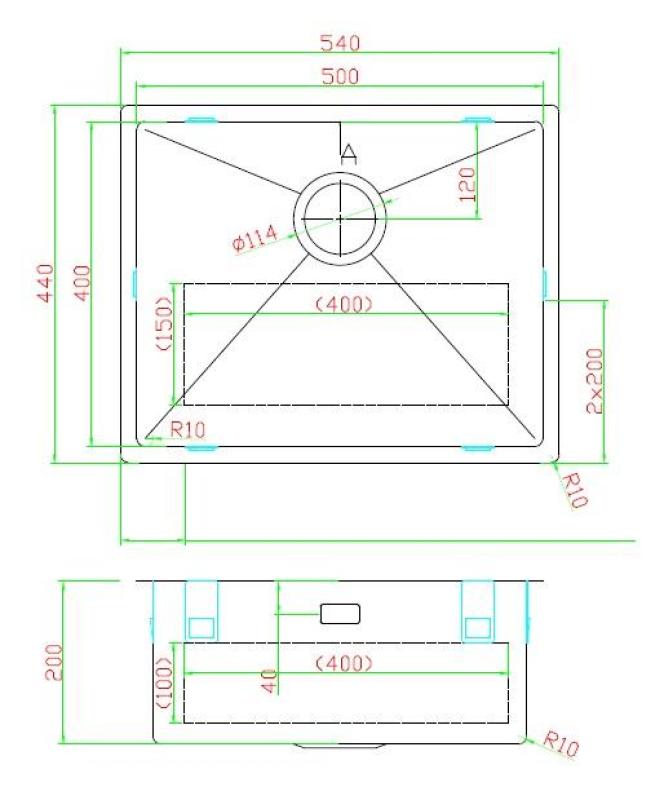 Pure.Sink Luxion stainless steel sink 50x40 cm undermount, flush mount, and top mount PLX5040-02