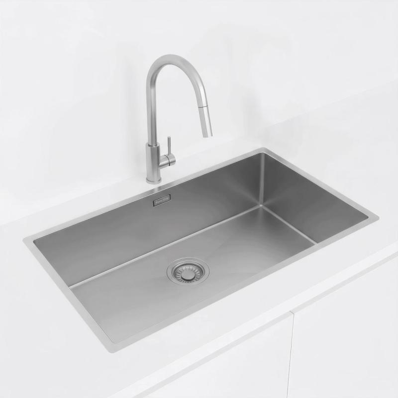 Pure.Sink Luxion Suuri ruostumaton teräsallas 74x40 cm, alakaappi, tasoasennus ja pinta-asennus PLX7440-02