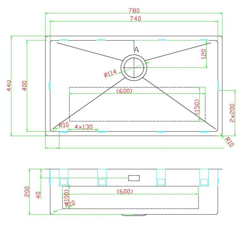 Pure.Sink Luxion Suuri PVD-musta pesuallas 74x40 cm, alakaappi, tasoasennus ja pinta-asennus PLX7440-63