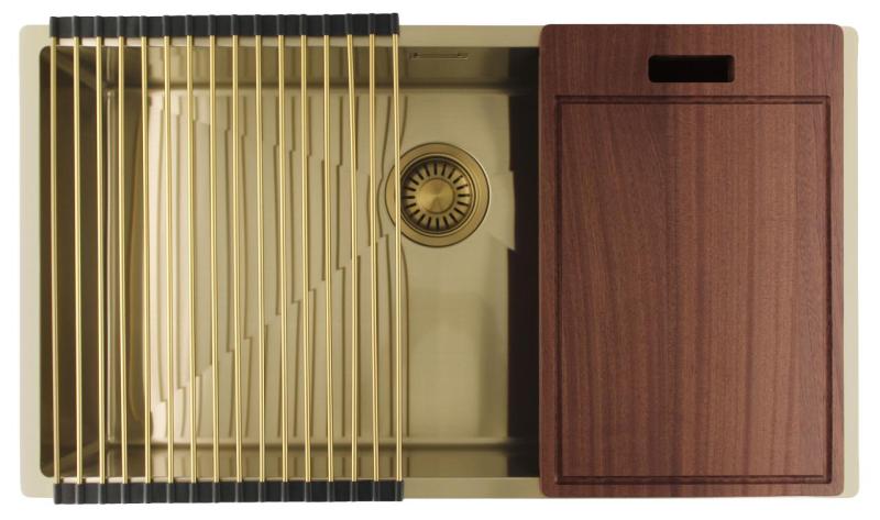 Pure.Sink Luxion Suuri kultainen pesuallas 74x40 cm, alakaappi, tasoasennus ja pinta-asennus PLX7440-60