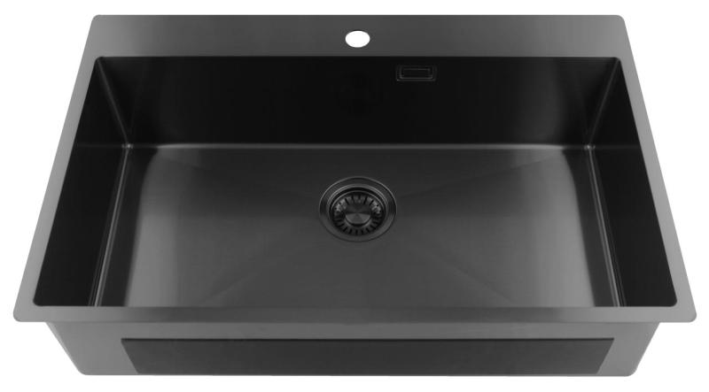 Pure.Sink Luxion Suuri Gun metal -tiskialtaan 78x50 cm Tapwing hanan kiinnitysputki PLX7850T-61