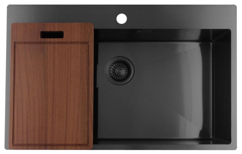 Pure.Sink Luxion Suuri Gun metal -tiskialtaan 78x50 cm Tapwing hanan kiinnitysputki PLX7850T-61