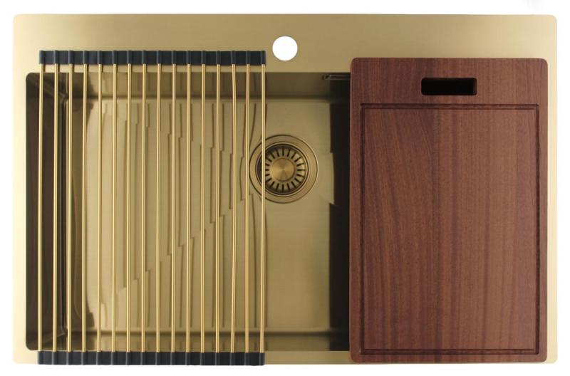 Pure.Sink Luxion Suuri kultainen pesuallas 78x50 cm Tapwing hananreikäpankki PLX7850T-60