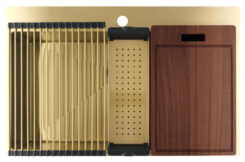 Pure.Sink Luxion Suuri kultainen pesuallas 78x50 cm Tapwing hananreikäpankki PLX7850T-60