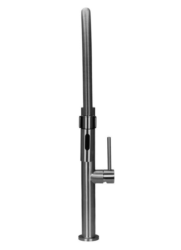 Pure.Sink Luxion massiivinen ruostumattomasta teräksestä valmistettu keittiöhanan profi, jossa on joustava ulostulo ja 2 suihkutyyppiä PLXFLEX-02