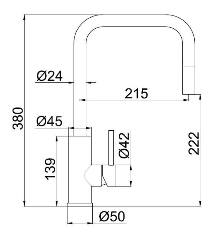 Pure.Sink Luxion massiivinen ruostumaton teräs keittiöhanat neliön muotoinen ulosvedettävä suutin PLXSQUA-02
