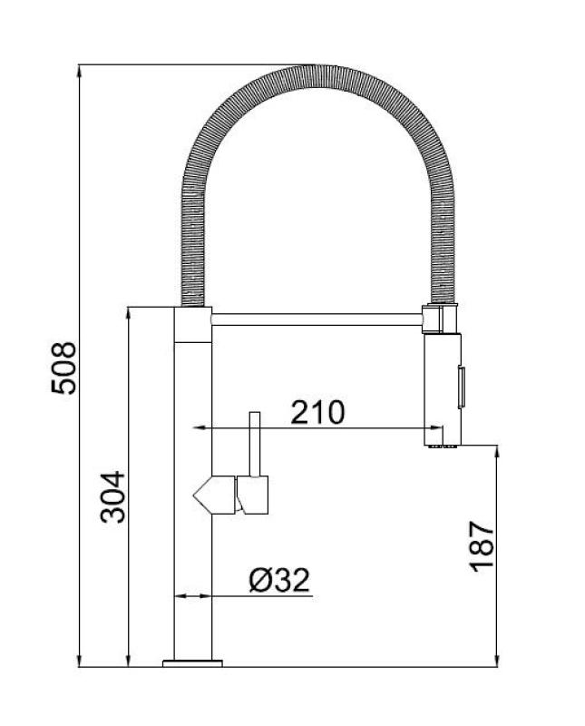 Pure.Sink Luxion Mat Musta keittiöhanan profiili joustavalla ulostulolla ja 2 suihkutyypillä PLXFLEX-10