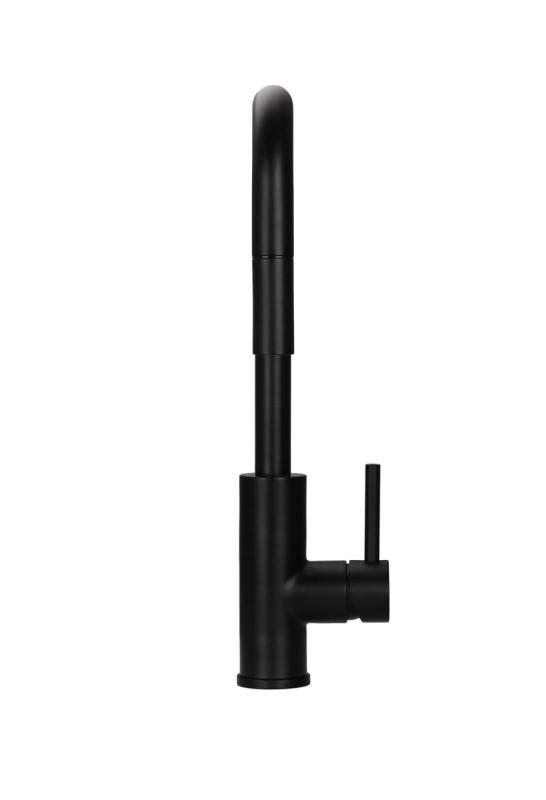 Pure.Sink Luxion Matto Musta keittiöhanan neliö ulosvedettävällä suuttimella PLXSQUA-10