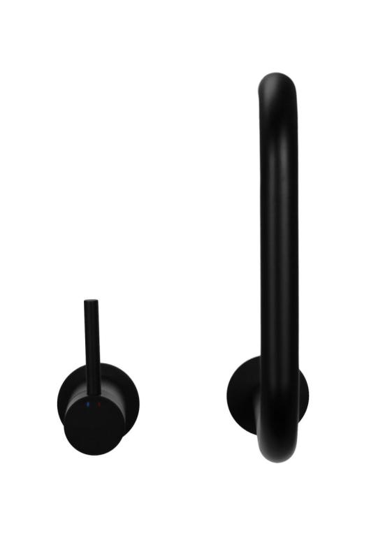 Pure.Sink Luxion 2-reikäinen mattamusta keittiöhanan pyöreällä suuttimella PLX2HR-10