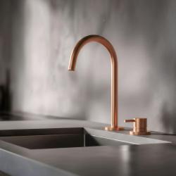 Pure.Sink Luxion 2-reikäinen kuparinen keittiöhanan pyöreällä suuttimella PLX2HR-62