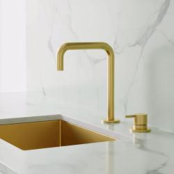 Pure.Sink Luxion 2-reikäinen kultainen keittiöhanan U-muotoisella suuttimella PLX2HU-60