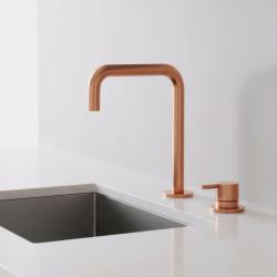 Pure.Sink Luxion 2-reikäinen kuparinen keittiöhanan U-muotoisella suuttimella PLX2HU-62