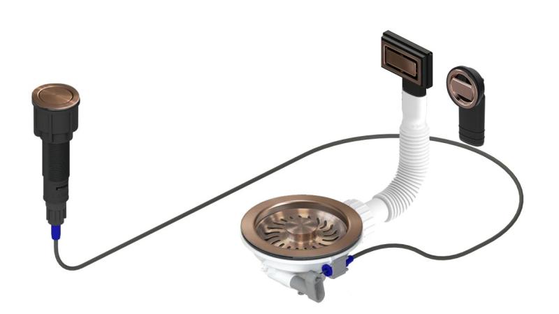 Granitemy Kuparinen Viemärisetti sisältäen painonappi-jätteen ja tulpan, sekä suorakulmaisen ja pyöreän ylivuodon 1208971744