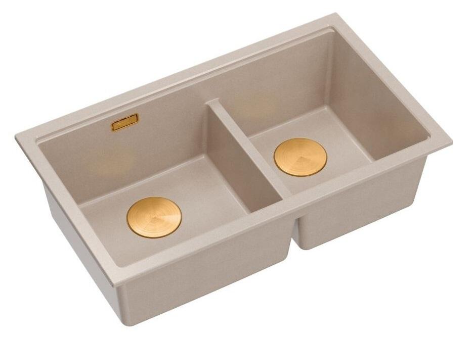 Quadri Newport II Kahden Beigen Graniitin Päällekkäisallas 76x45 cm Kuparitulpalla 1208971752 - Productafbeelding 3