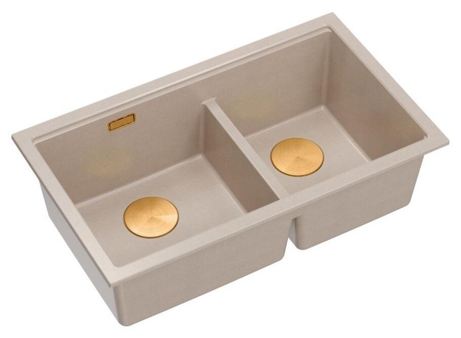 Quadri Newport II Kaksois Beige Graniitti Ala-asennettava Tiskiallas 702 x 390 mm Kuparitulpalla 1208971755 - Productafbeelding 3