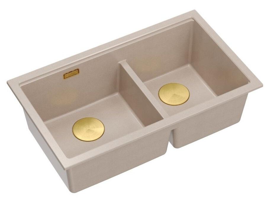 Quadri Newport II Kahden Beige Graniitin Alakaappi Pesuallas 702 x 390 mm Kultaisella Tulppa 1208971756 - Productafbeelding 3