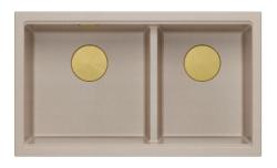 Quadri Newport II Kahden Beige Graniitin Alakaappi Pesuallas 702 x 390 mm Kultaisella Tulppa 1208971756