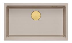 Quadri Newport II iso ja syvä allas graniittipinta ja alapinta beige allas 76x45cm kultaisella tulppa 1208971759