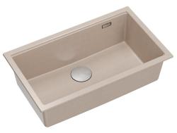 Quadri Newport II suuri ja syvä graniittiallas päälle- ja alapuolelle, Beige allas 76x45cm ruostumattomalla teräsproppulla 1208971760