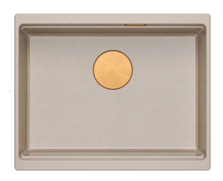 Quadri Newport II graniittiallas beige 560x450mm kuparitulpalla ja viemärin korkilla 1208971764 - Productafbeelding