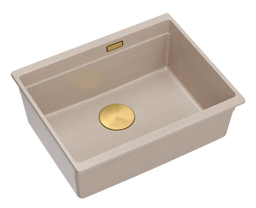 Quadri Newport II graniittiallas beige 560x450mm kultaisella tulppalla ja viemärin suojakorkilla 1208971765 - Productafbeelding 3