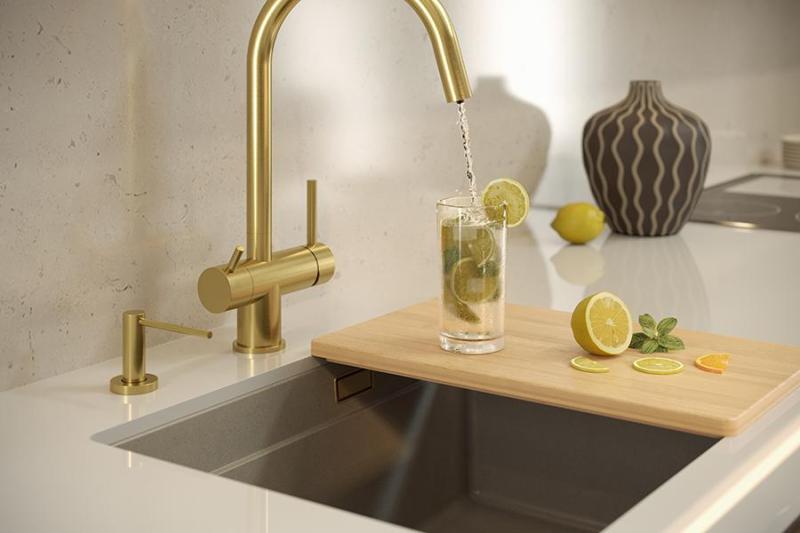 Quadri Newport II graniittiallas beige 560x450mm kultaisella tulppalla ja viemärin suojakorkilla 1208971765