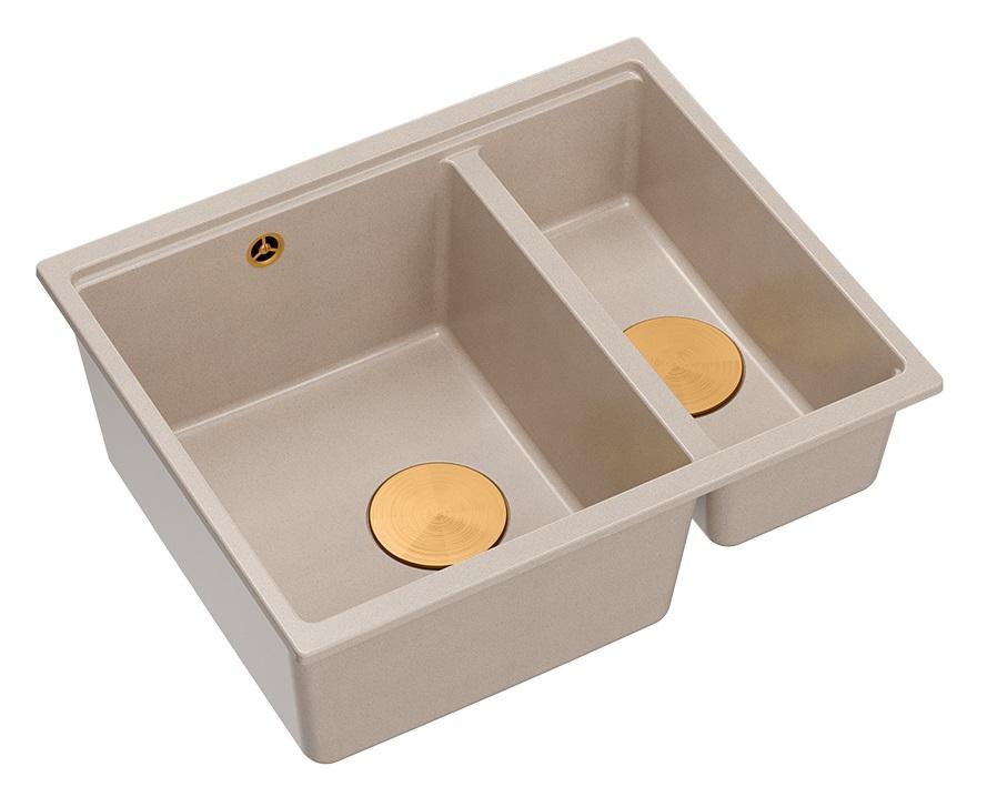 Quadri Newport II beige 1,5 allas graniitti päälle ja alle rakennettu allas 555x460mm kuparitulpalla 1208971767 - Productafbeelding 3