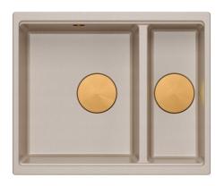 Quadri Newport II beige 1,5 allas graniitti päälle ja alle rakennettu allas 555x460mm kuparitulpalla 1208971767