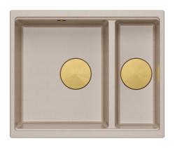 Quadri Newport II beige 1,5 allas graniitti päälle- ja alapuolinen allas 555x460mm kultaisella tulppalla 1208971768