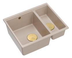 Quadri Newport II beige 1,5 allas graniitti päälle- ja alapuolinen allas 555x460mm kultaisella tulppalla 1208971768