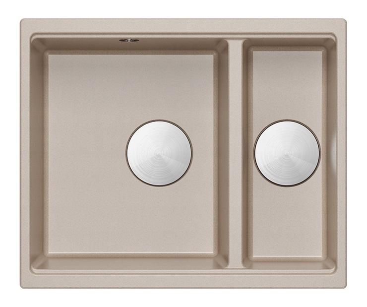 Quadri Newport II beige 1,5 allas graniitti päälle- ja alleasennettava allas 555x460mm, ruostumattomasta teräksestä valmistetulla tulppalla 1208971769 - Productafbeelding