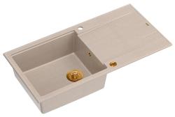 Quadri Luton helmen beige graniittiallas, jossa on kuivaustaso, kääntyvä 100x50cm ja kuparinen tulppa 1208971770