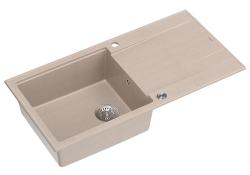 Quadri Luton pearl beige graniittinen päälle asennettava tiskiallas tiputusalustalla, kääntyvä 100x50cm ruostumattomalla teräsproppulla 1208971772