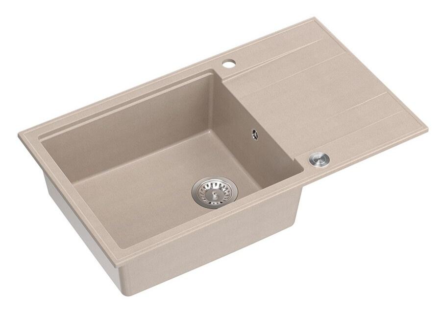 Quadri Luton pearl beige graniitti suuri pinta-asennettava tiskiallas, jossa on kuivausalue, käänteinen 86x50cm ruostumattomalla teräksellä plugi 1208971775 - Productafbeelding 2