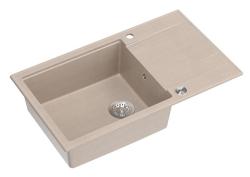 Quadri Luton pearl beige graniitti suuri pinta-asennettava tiskiallas, jossa on kuivausalue, käänteinen 86x50cm ruostumattomalla teräksellä plugi 1208971775