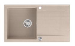 Quadri Luton pearl beige graniitti päälle asennettava tiskiallas, kääntyvä kuivausalue 86x50cm, ruostumattomasta teräksestä valmistettu tulppa 1208971779