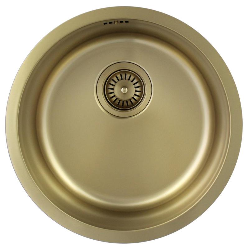 Pure.Sink Rondo Kultainen Pyöreä Pesuallas tasoon upotettava, alapuolinen ja päälle asennettava 38 cm PRN38-60