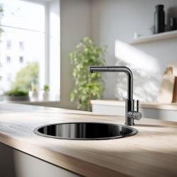 Pure.Sink Rondo Gun metal Pyöreä Pesuallas tasoon upotettava, alapuolelle asennettava ja päällä asennettava 38 cm PRN38-61