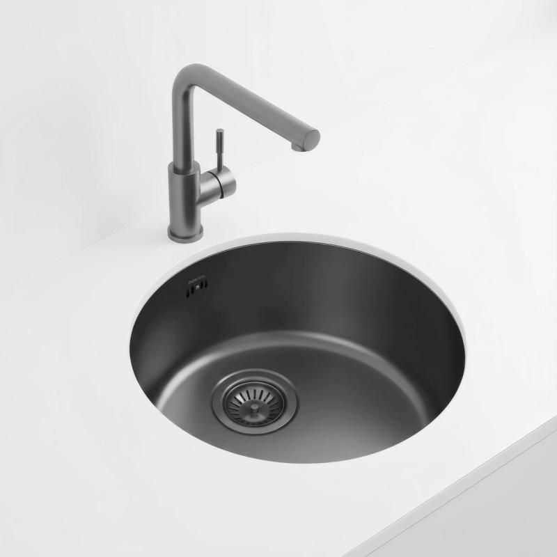 Pure.Sink Rondo Gun metal Pyöreä Pesuallas tasoon upotettava, alapuolelle asennettava ja päällä asennettava 38 cm PRN38-61